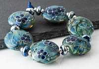 Waterlily Lampwork Dahlia Bead Set